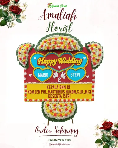 Karangan Papan Bunga Pernikahan di Pekayonjaya